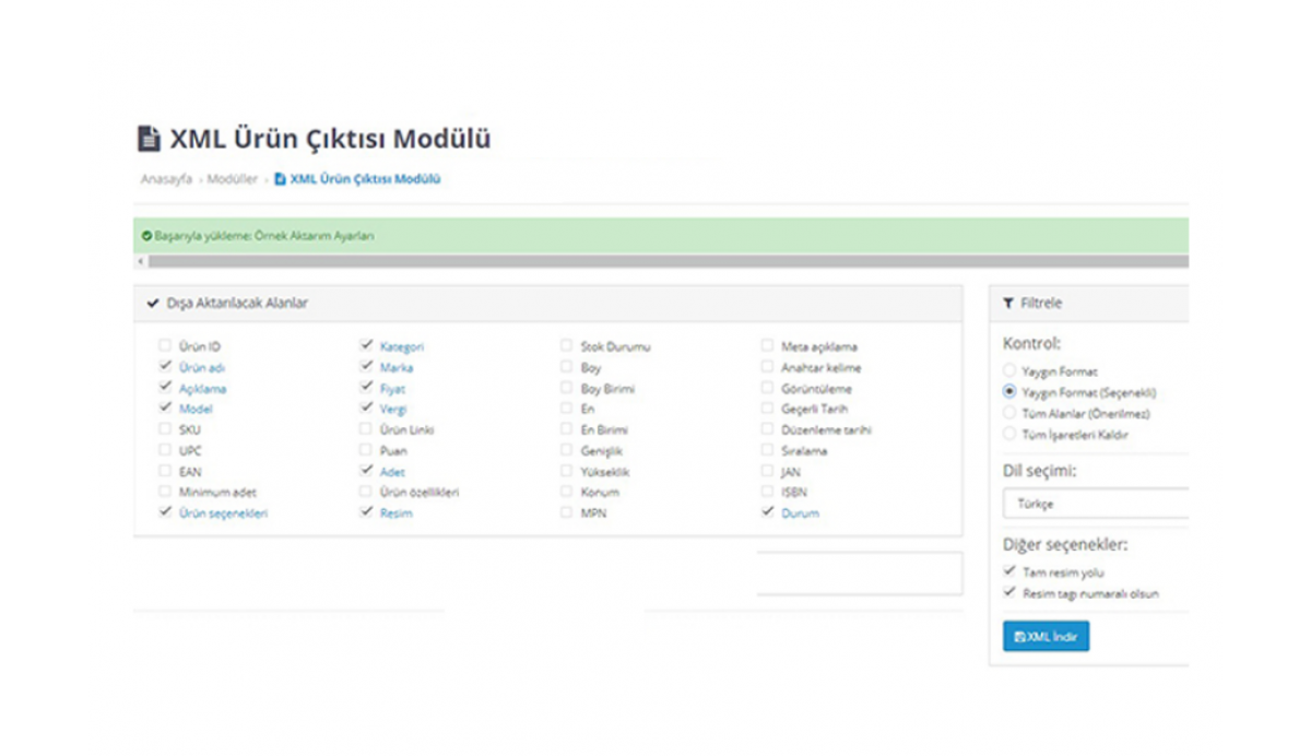 Opencart XML Çıktısı Modülü